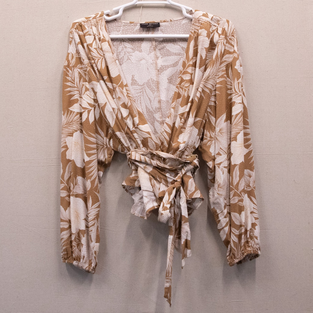 Lane Bryant floral print long sleeve wrap top-30/32
